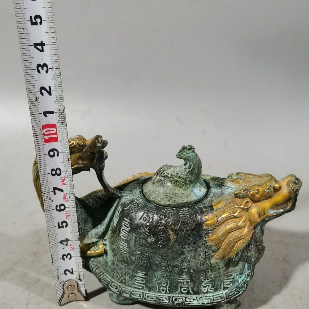 中国の手作り彫刻ブロンズドラゴンポット/ワインポット/ティーポットの