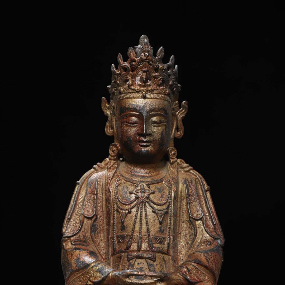 中国の骨董品 稀少珍品 清 銅のタイヤ金 四腕観音 像をつくる 置物 賞