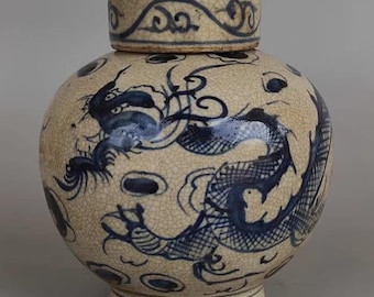 Jarra de té de porcelana con patrón de dragón, patrón exquisito pintado a mano, colección antigua de porcelana, decoración del hogar, decoración del hogar y la sala de estar