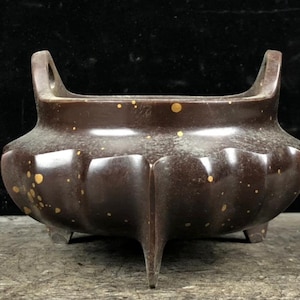 Collect handmade carved copper incense burner ornaments, exquisite and rare, furniture decoration, can be used