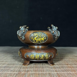 Copper gilded exquisite pattern incense burner,hand carved,exquisite patterns,home decoration