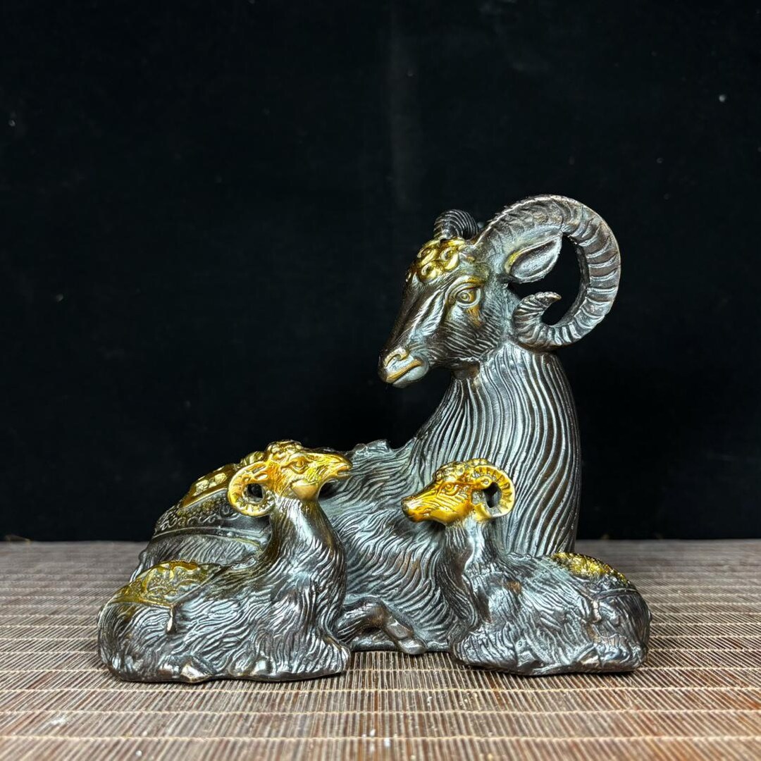 Hand Carved Copper Sheep Statue Ornament, Unique Shape, Exquisite and ...