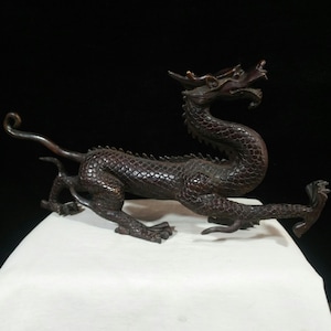 Collect handmade carved pure copper dragon statue ornaments,furniture decorations