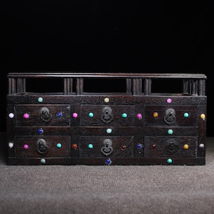 Chinese collection solid wood inlaid gemstone six drawer box/storage box,furniture decoration, can be used