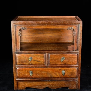 Chinese handmade carved natural rosewood tea cabinet decoration, furniture decoration, can be used