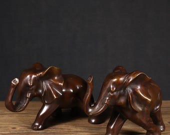 手彫りのブロンズ象像装飾品、精巧に作られ、貴重で珍しい、ユニークな