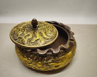 中国古銅製壺　かご型 古代中国の青銅像から手彫りされた銭壺 - Etsy 日本