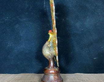 中国製の手彫り銅製金メッキ孔雀像装飾品、家具・卓上装飾品