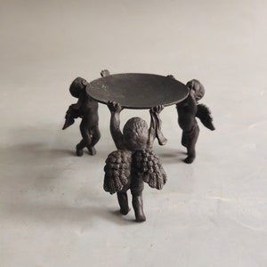 Asian Vintage collectibles, Copper angel Candle Holder，Handmade， teapot lid stand