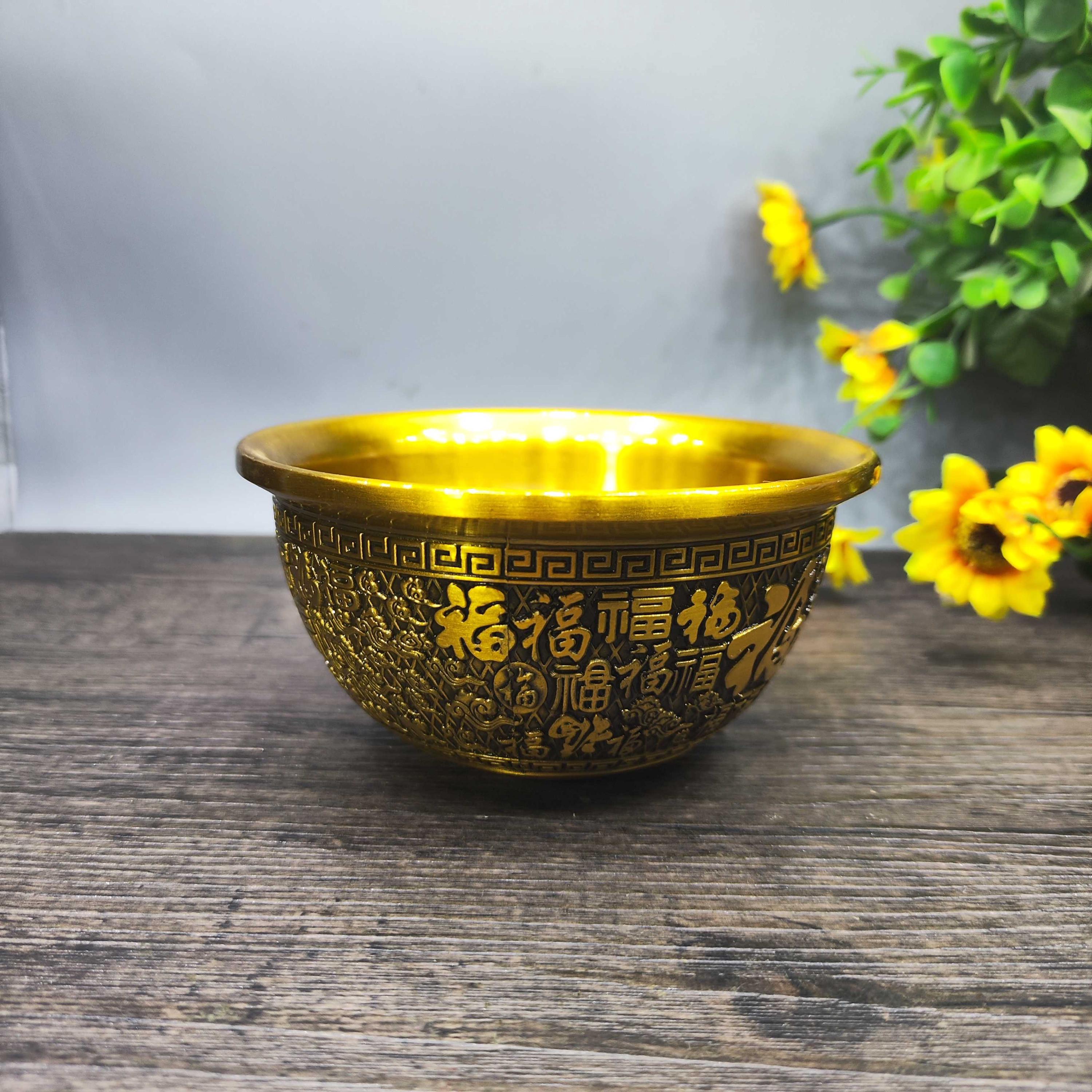 Handcarved Copper Bai Fu Pattern Bowl Bowls,tea Bowls,decorative