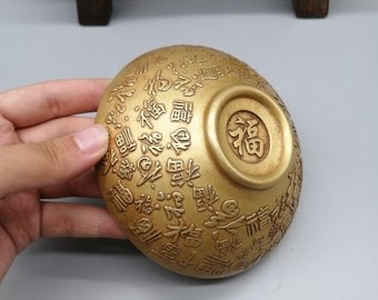 Handcarved pure copper Fuzi bowls, tea bowls, decorative bowls, with unique craftsmanship and beauty, are worth collecting and can be used