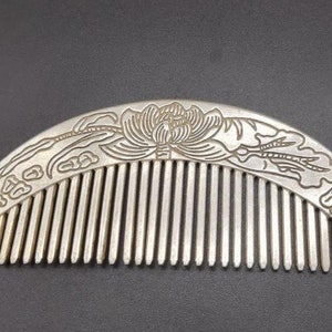Chinese Antiques Handmade Tibetan silver comb, hairdressing comb, massage comb, wedding gift ornament