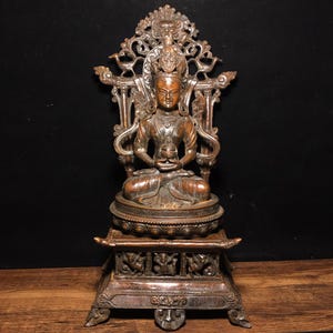 Chinese handmade carved Bronze Buddha Statue,desktop decoration