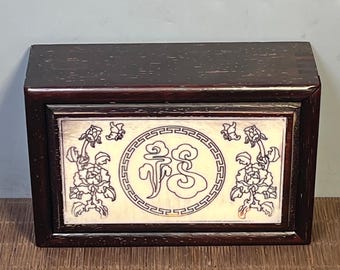 Natürliche Sandelholz eingelegte Jade Auszugsbox / Aufbewahrungsbox ， Haus / Büro Dekoration Ornamente, Exquisite Rare, chinesische Handarbeit