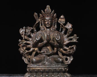 Chinese collection of copper hand carved Buddha statue ornaments, with unique shapes and exquisite craftsmanship, rare furniture decoration