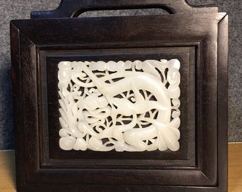 Chinesische handgefertigte geschnitzte Palisander eingelegte Jade Box / Aufbewahrungsbox / Schmuckschatulle, Möbeldekoration, die es wert ist zu sammeln und zu verwenden