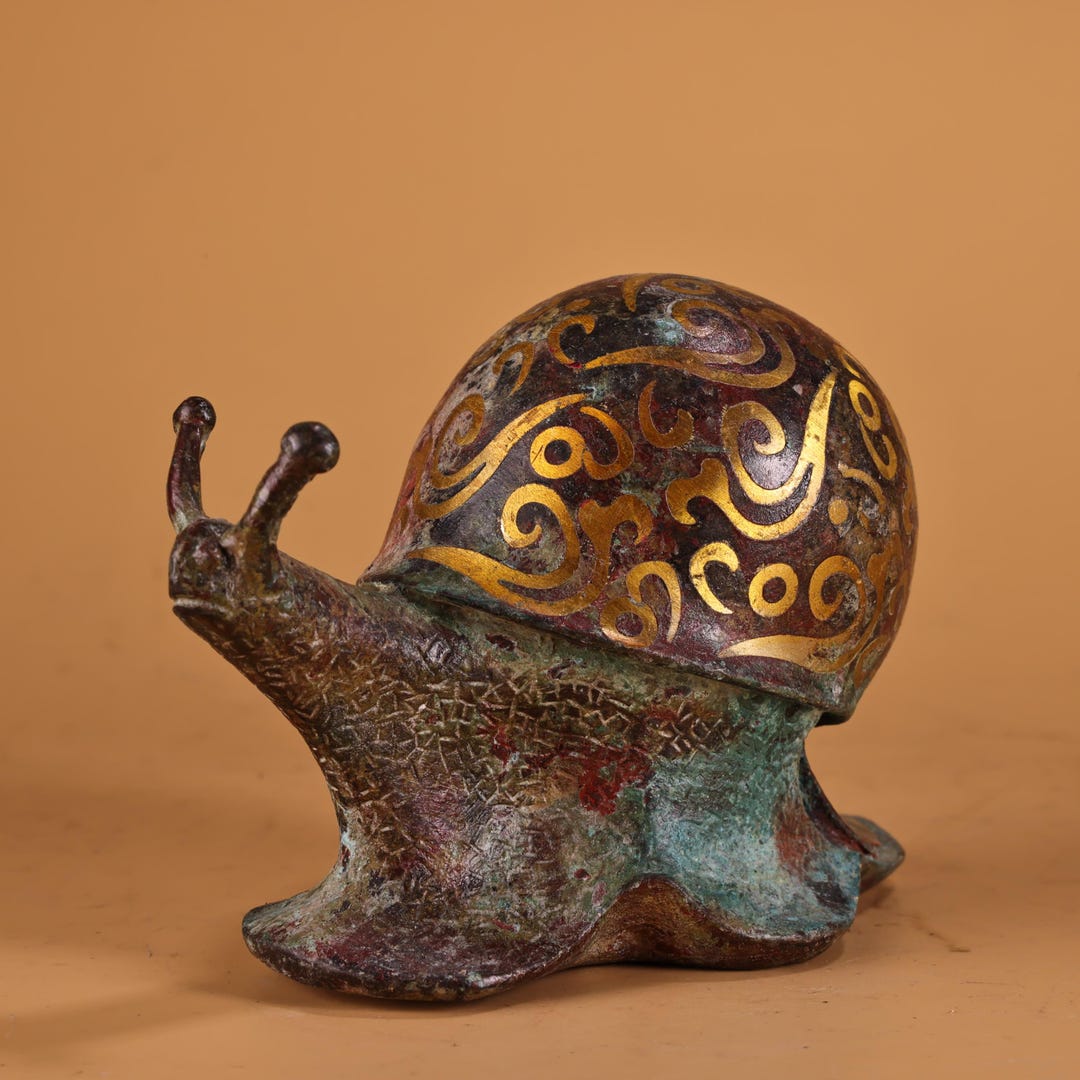 Chinese Handmade Carved Copper Snail Statue Ornaments, Exquisite Copper ...