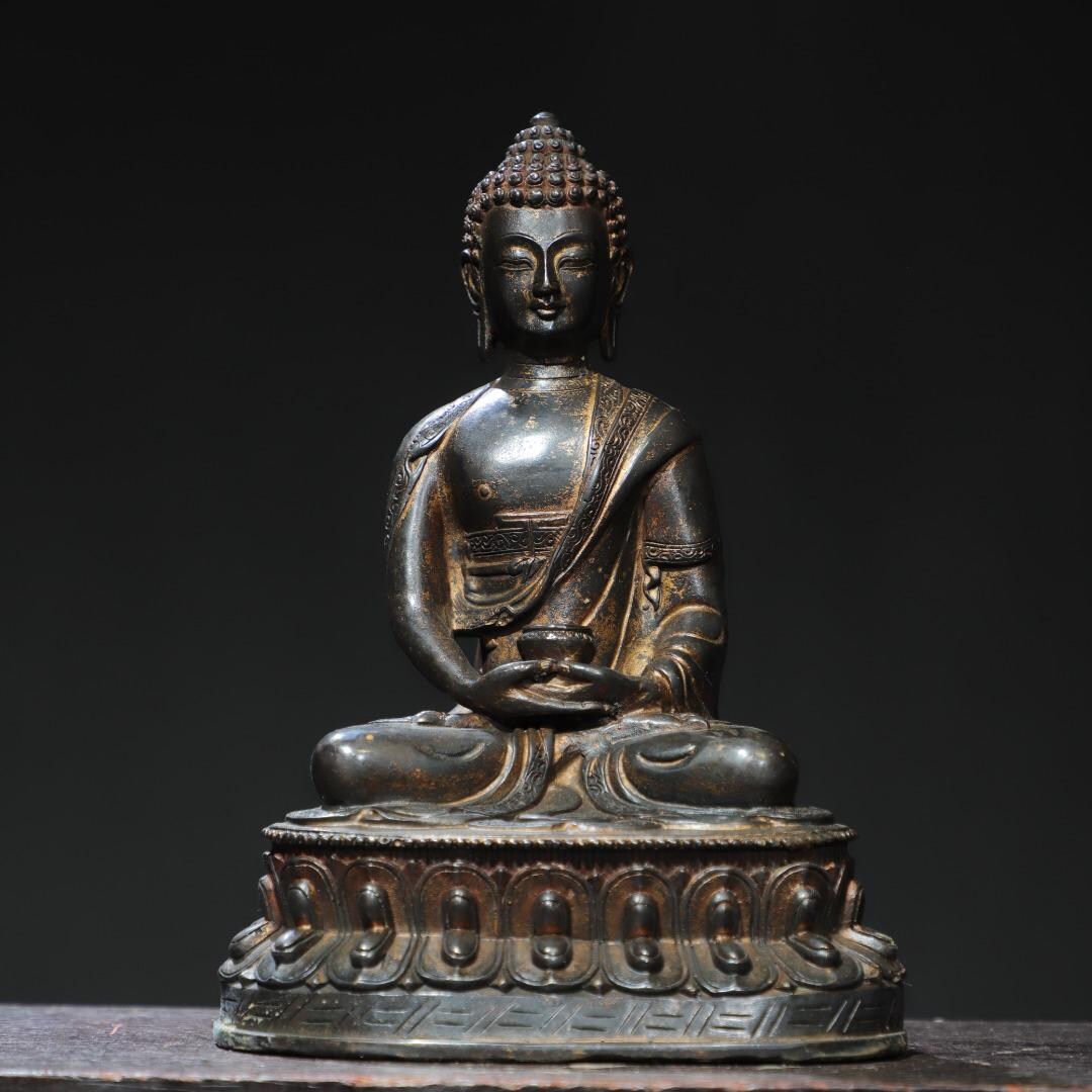 Chinese Handmade Carved Bronze Statue of Shakyamuni Buddha, Precious ...