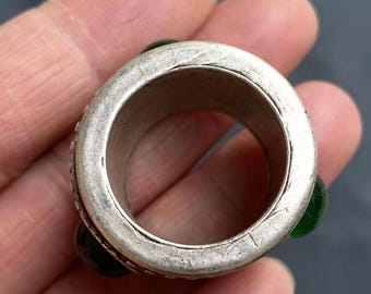 白銅象嵌翡翠リング 中国骨董品コレクション - Etsy 日本