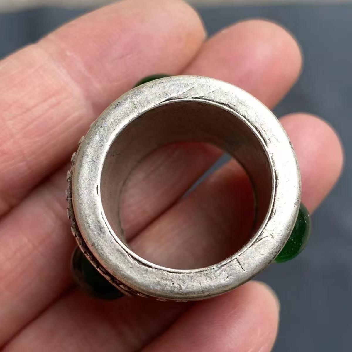 白銅象嵌翡翠リング 中国骨董品コレクション - Etsy 日本