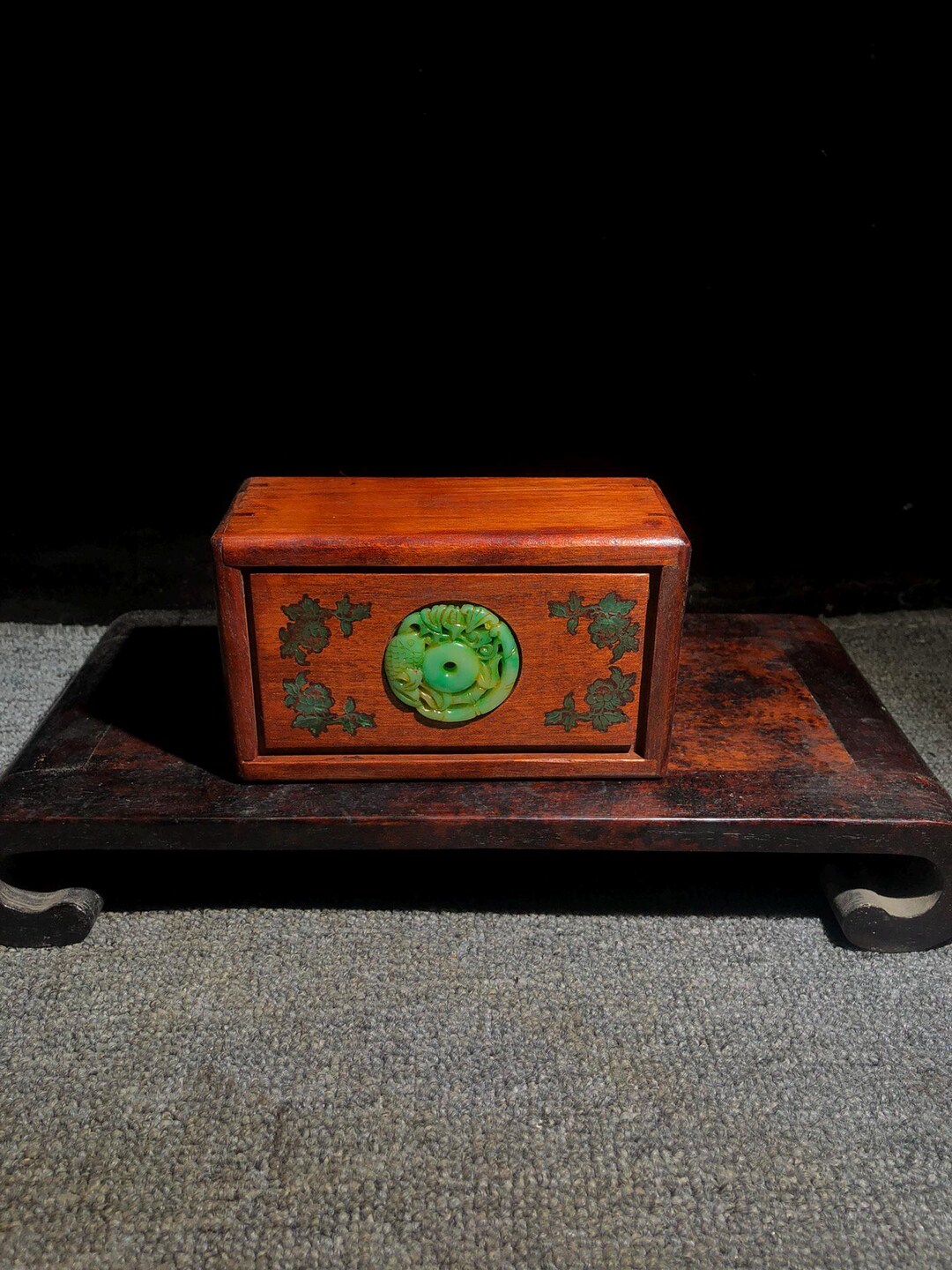 Handmade Rosewood Inlaid Jade Jewelry Box/mechanism Box Ornament ...