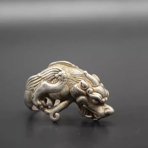 Tibetan Silver Beast Head Ring, Ancient Collection, Rare Gift