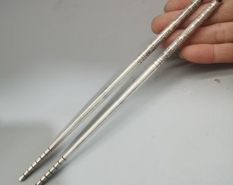 Handcarved Tibetan silver chopsticks