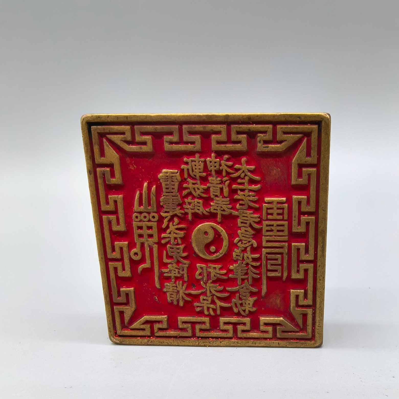 古代中国　銅印 中国のアンティークの手作りの銅の彫刻された絶妙な模様の印章は