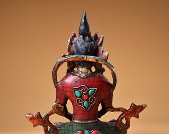 中国のアンティーク手作り彫刻銅象嵌宝石仏像、絶妙な職人技、ユニーク