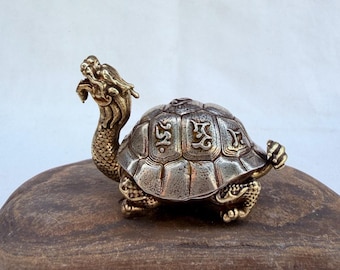 Adornos de estatuas de tortugas dragón talladas a mano en cobre, formas únicas y decoración de muebles.