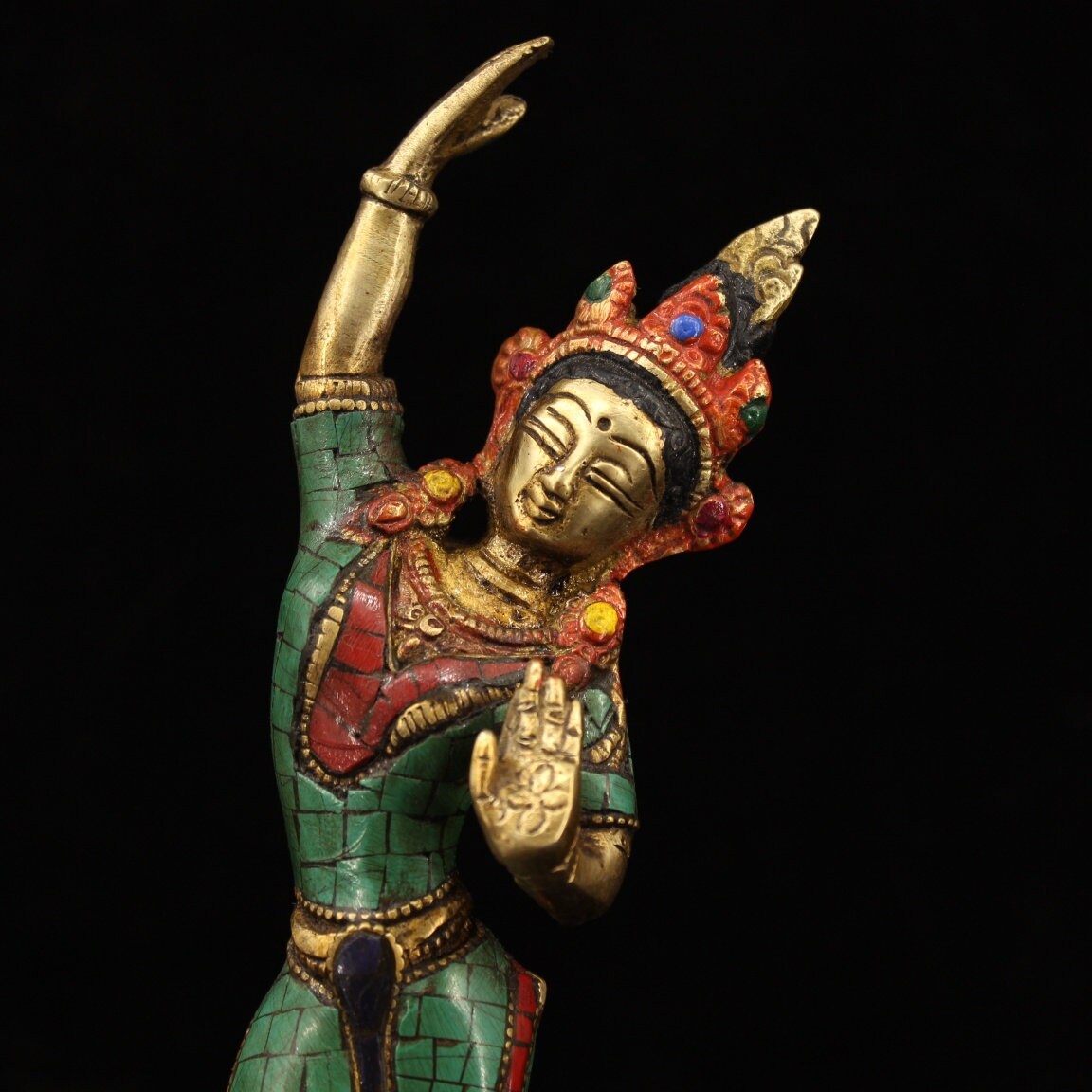 中国の手作りの彫刻された銅象嵌宝石の仏像の装飾品、絶妙な職人技