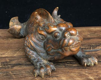 中国の手作りブロンズドラゴン魚像の装飾品、家の装飾、コレクションの