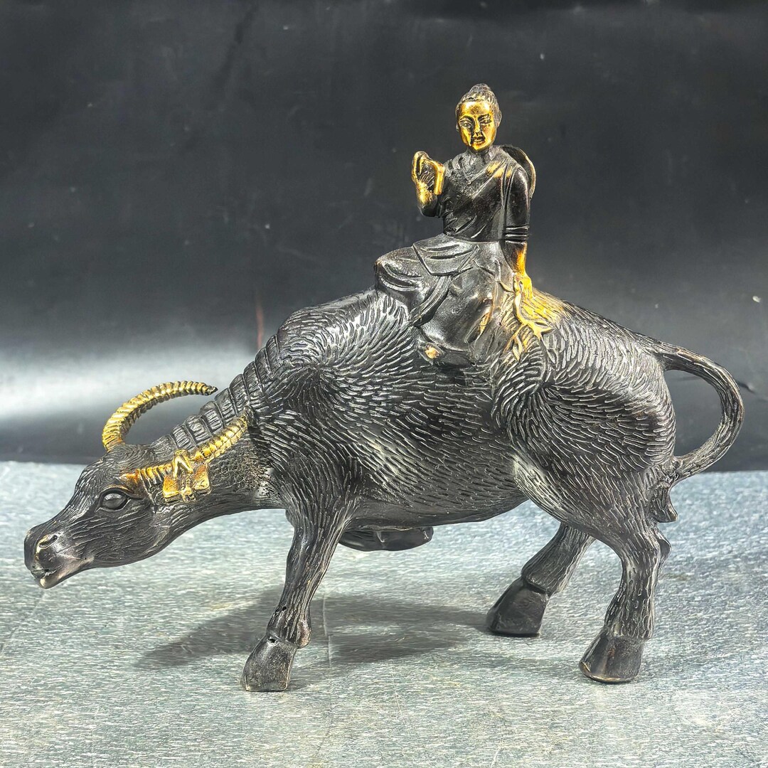 Bull Riding Statue Handmade Bronze Shepherd Riding Bull Statue,exquisite Designs, Rare ...