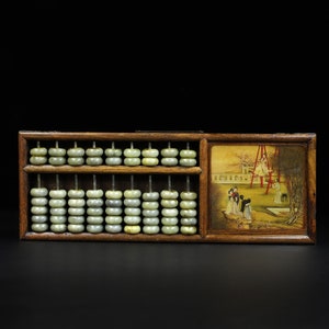 Handmade natural rosewood inlaid with jade beads abacus, exquisite patterns, unique furniture decoration