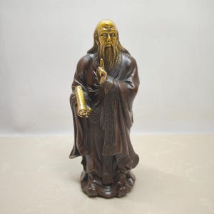 Chinese collection of hand carved copper statues of Confucius, unique and precious, desktop decoration