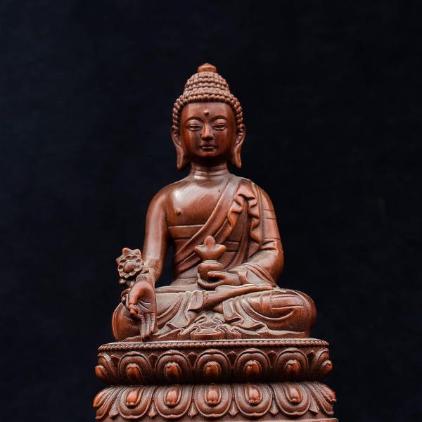 Chinese hand carved boxwood Buddha statue ornament, exquisite and rare, worth collecting
