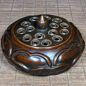 Chinese hand carved pure copper lotus statue incense burner, unique and exquisite, desktop decoration, can be used