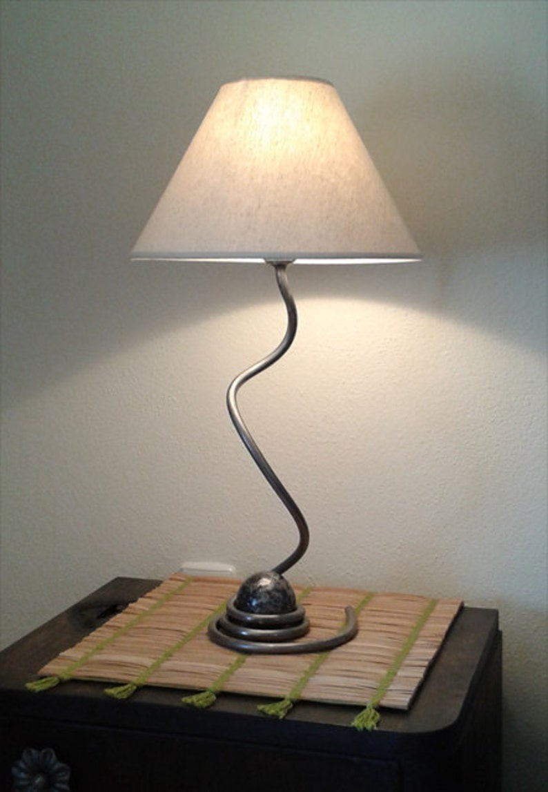 Wrought iron bedside lamp table bedroom lamp handmade home Etsy