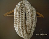 Crochet infinity scarf PATTERN cozy circle scarf - Instant download ---PATTERN ONLY---