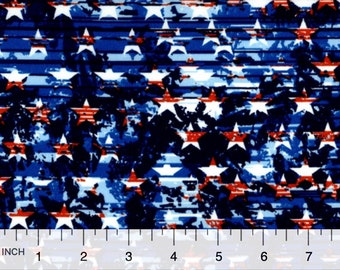 American Flag Colors Star Toss Fabric - Patriotic Flag Fabric - Sold by the HALF yard - 100% Cotton