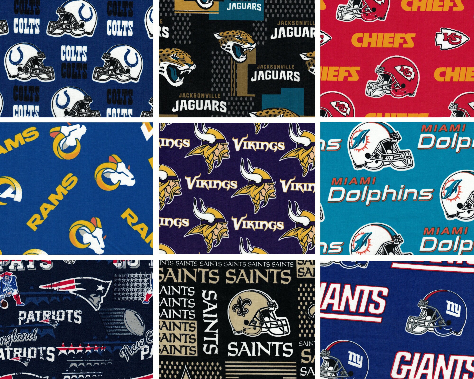 NFL Football Logo Cotton Fabric sold by the HALF yard Etsy