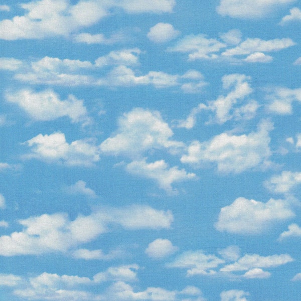 END Of BOLT - Light Blue Cloud Fabric - Sky Fabric -  Elizabeth's Studio Fabrics- 100% Cotton
