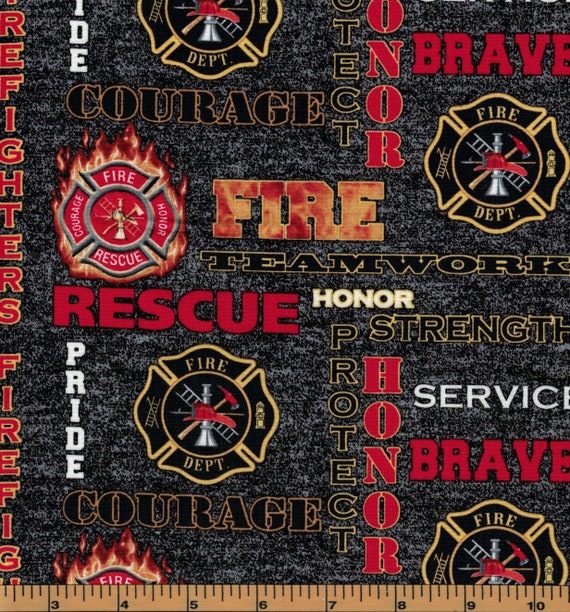Fire Department Fabric Fire Fighter Fabric Hometown | Etsy
