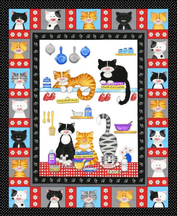 Cat Fabric The Cat's Meow Fabric Panel Henry Glass Etsy