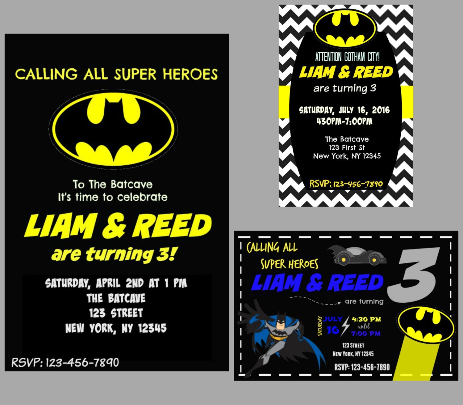 Custom Batman Birthday Invitations digital print invite Etsy