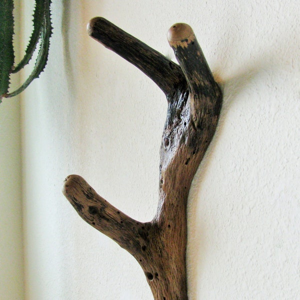 Unique Tree branch Wall Hook with three hooks for coat rack, hat rack, towel hook, beach house decor, modern decor, log cabin decor, rustic