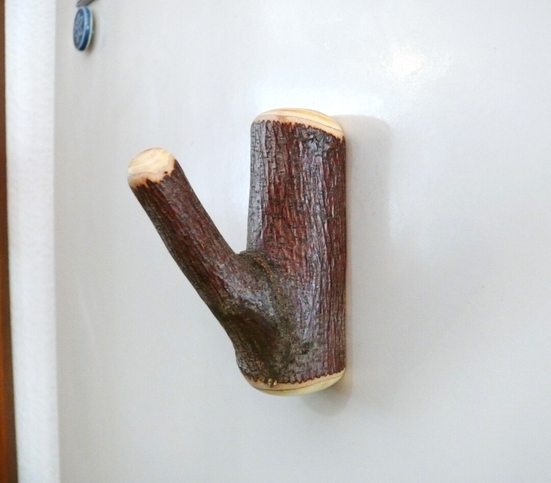 Natural Tree Branch Hook W/ Bark for Key Hanger, Potholder