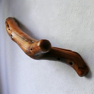 Unique Juniper Tree Branch Towel Bar with hook for rustic towel rack, garden tub towel holder, natural kitchen towel bar, log cabin decor