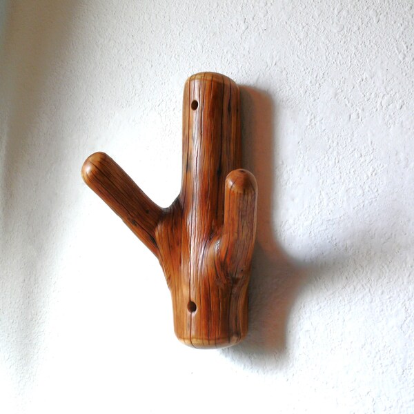 Unique Large Juniper Tree Branch Wall Hook with double hooks for natural coat rack, bathroom towel rack, hat hook, log cabin, natural modern