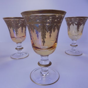 Rare Arte Italica Amber/Gold Wine Glasses